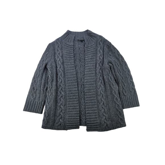 Womens Banana Republic 50% Lambs Wool Cable Knit Cardigan Sweater Size S Gray - Picture 1 of 10